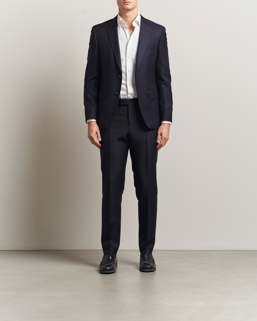 Uomini | Abiti | BOSS BLACK | Huge Structured Wool Suit Dark Blue