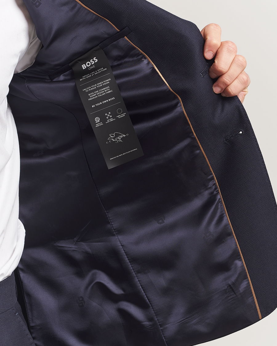 Uomini | Abiti | BOSS BLACK | Huge Structured Wool Suit Dark Blue