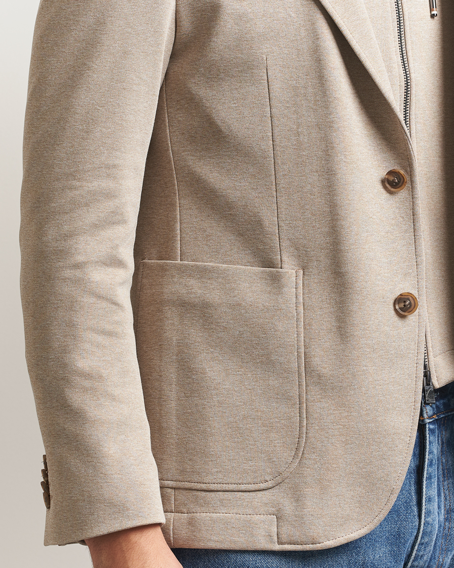 Uomini | Blazers | BOSS BLACK | Hanry Hooded Jersey Blazer Dark Beige