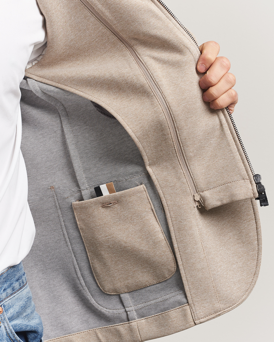 Uomini | Blazers | BOSS BLACK | Hanry Hooded Jersey Blazer Dark Beige