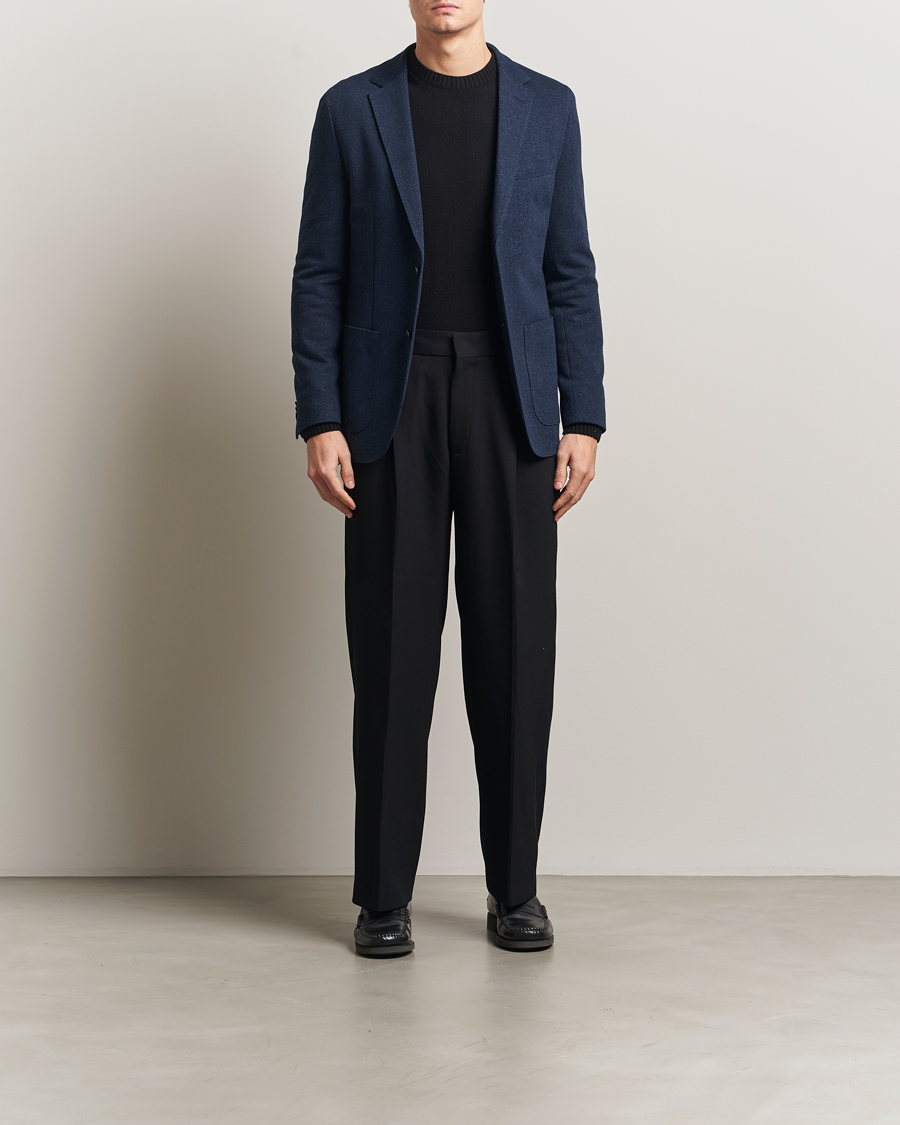 Uomini | Blazers | BOSS BLACK | Jaye Jersey Herringbone Blazer Dark Blue