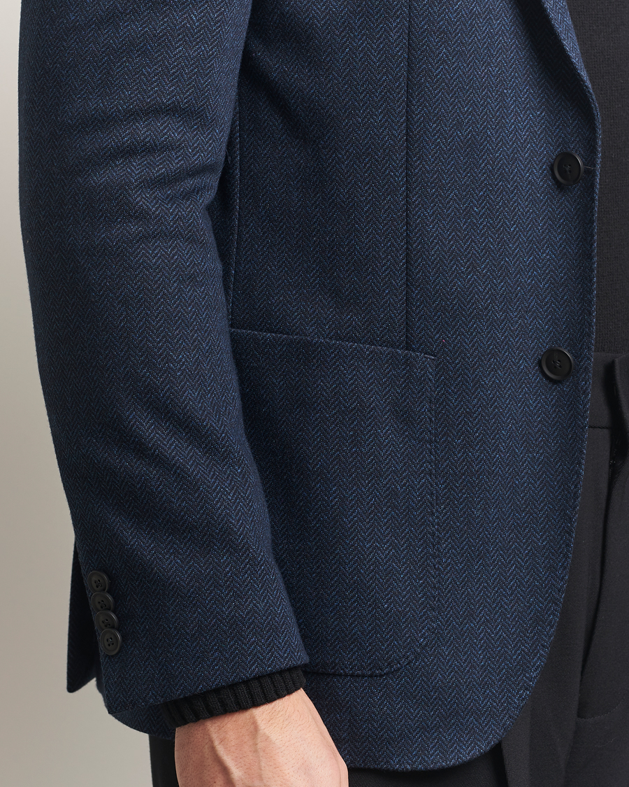 Uomini | Blazers | BOSS BLACK | Jaye Jersey Herringbone Blazer Dark Blue
