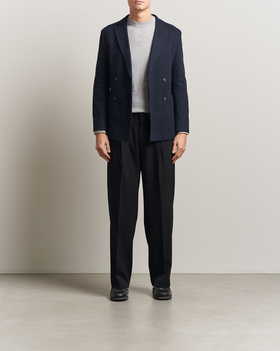 Uomini | Blazers | BOSS BLACK | Hanry Jersey Double Breasted Blazer Dark Blue