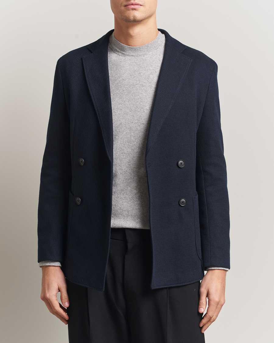 Uomini | Blazers | BOSS BLACK | Hanry Jersey Double Breasted Blazer Dark Blue