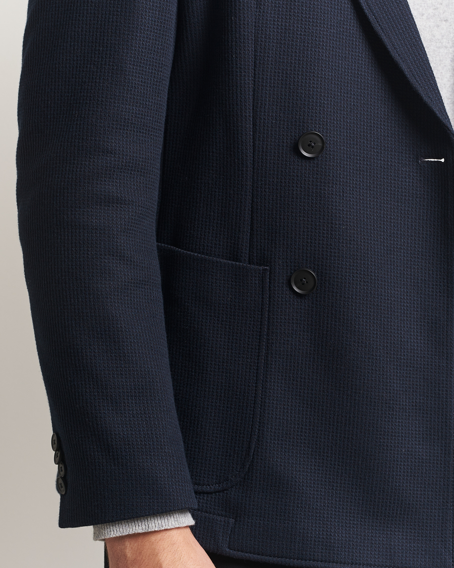 Uomini | Blazers | BOSS BLACK | Hanry Jersey Double Breasted Blazer Dark Blue