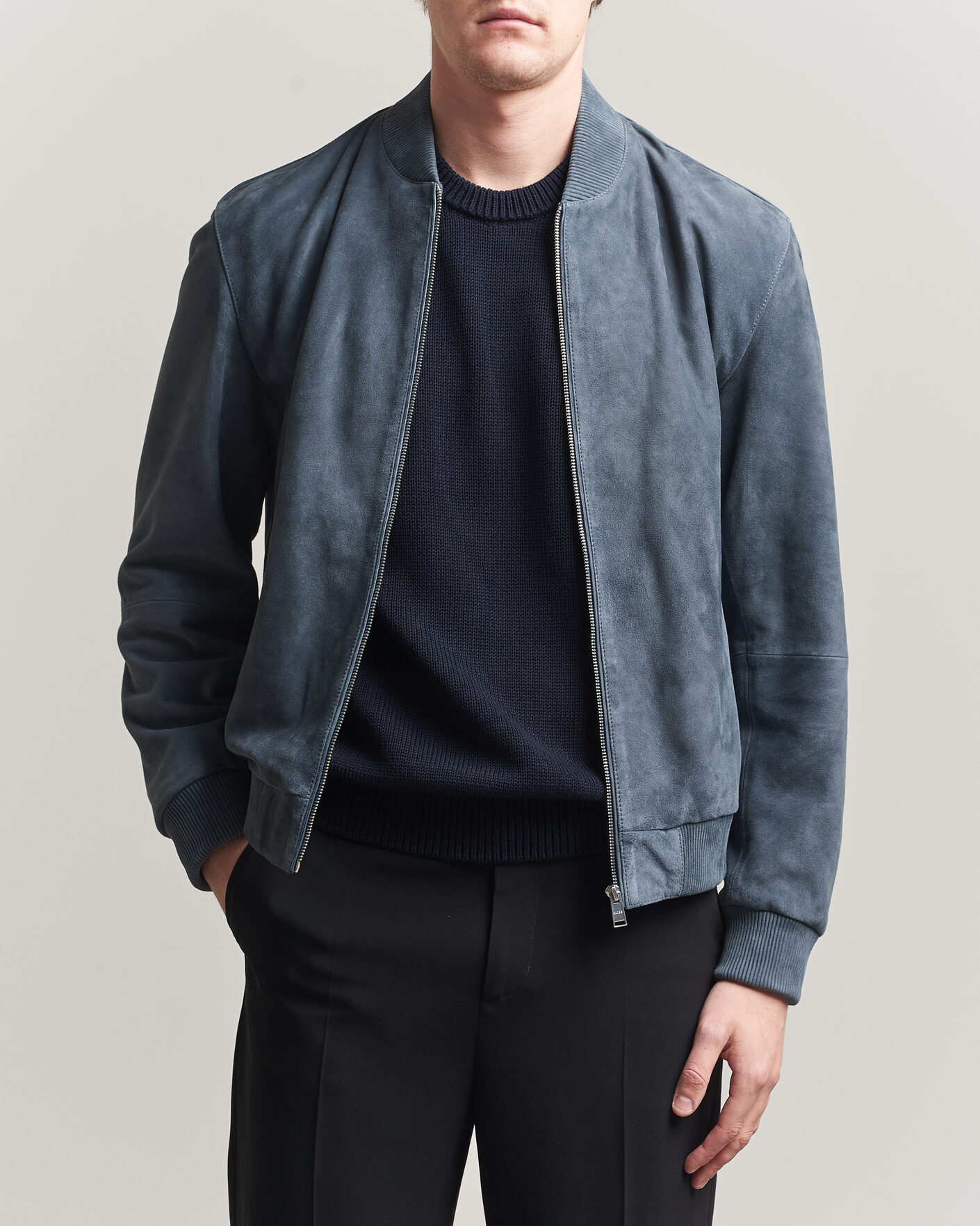 Uomini | Giacche | BOSS BLACK | Muller Suede Jacket Open Blue