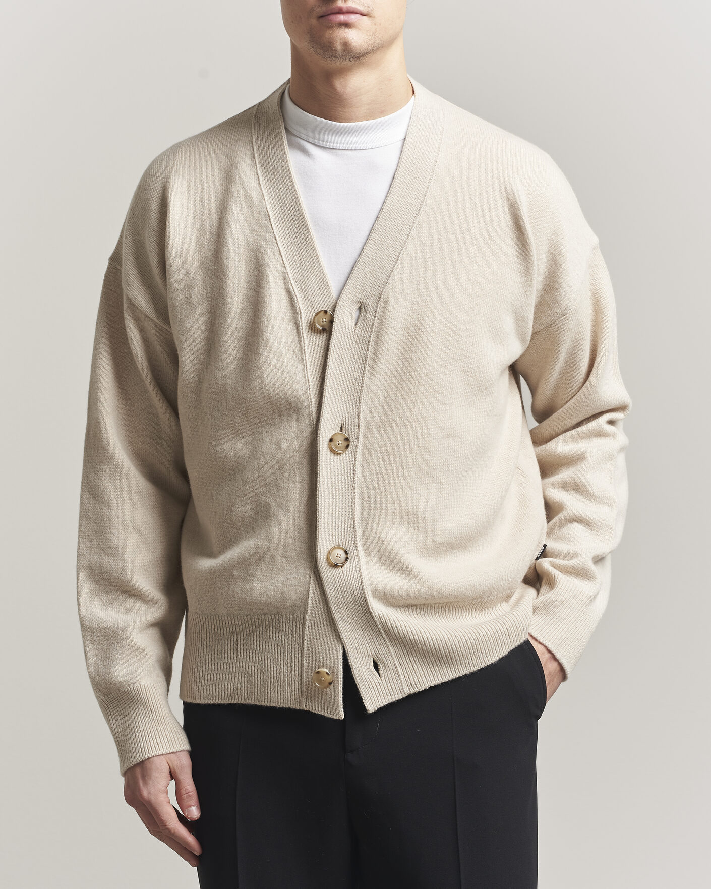 Uomini | Maglieria | BOSS BLACK | Ucone Wool Knitted Cardigan Open White