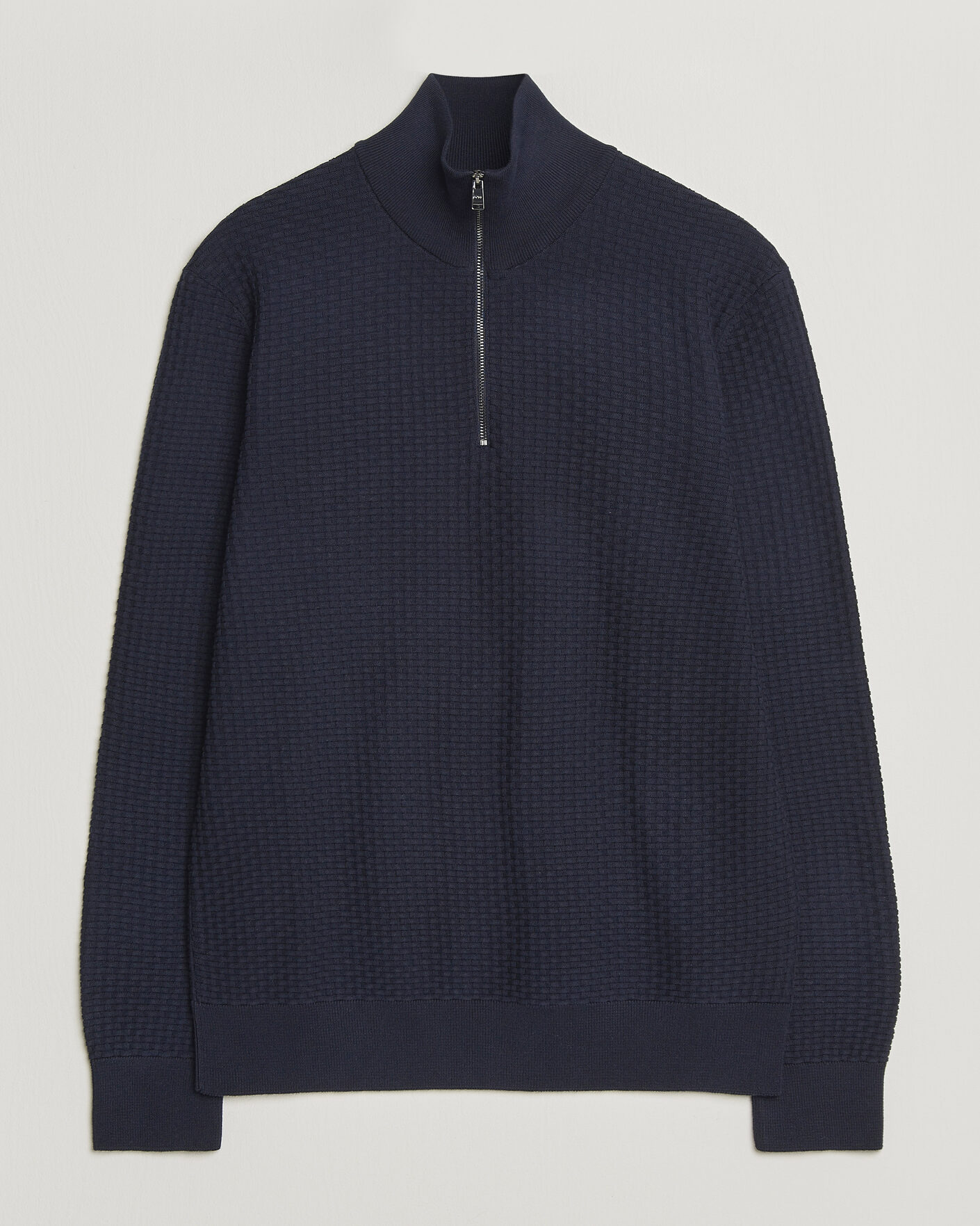 Uomini | Maglieria | BOSS BLACK | Ulicio Structured Knitted Half Zip Dark Blue