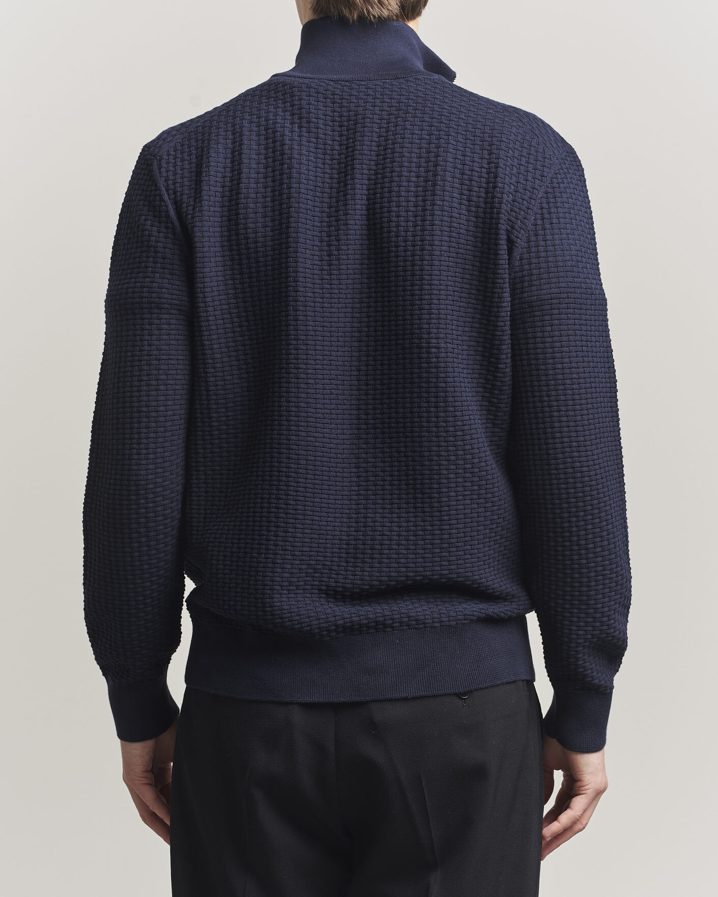 Uomini | Maglieria | BOSS BLACK | Ulicio Structured Knitted Half Zip Dark Blue