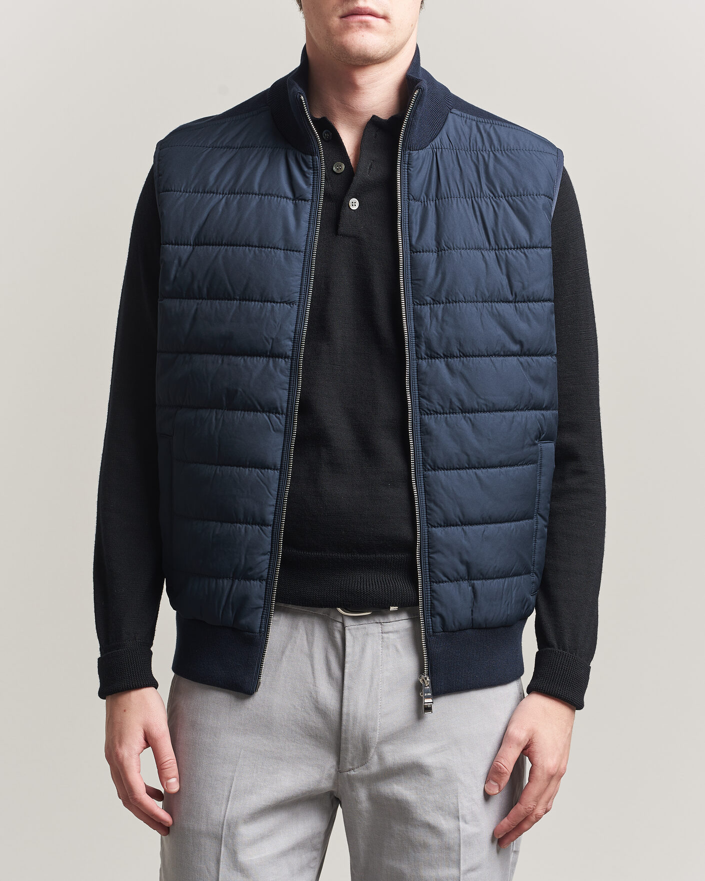 Uomini | Gilet | BOSS BLACK | Urwin Cotton/Wool Vest Dark Blue