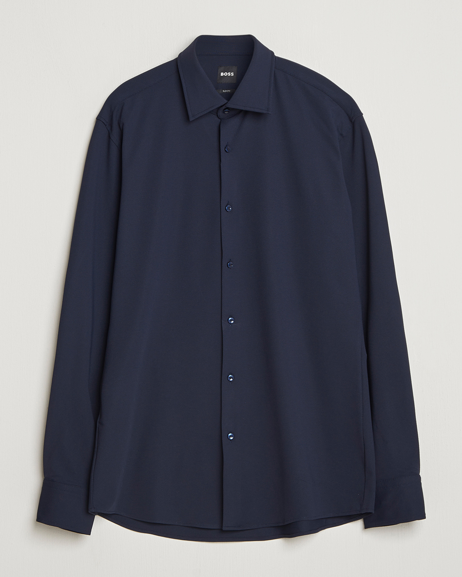 Uomini | Camicie | BOSS BLACK | Hank Structured Jersey Shirt Dark Blue