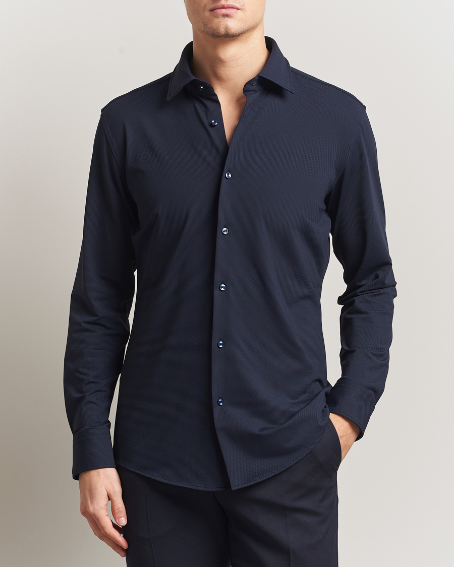 Uomini | Camicie | BOSS BLACK | Hank Structured Jersey Shirt Dark Blue