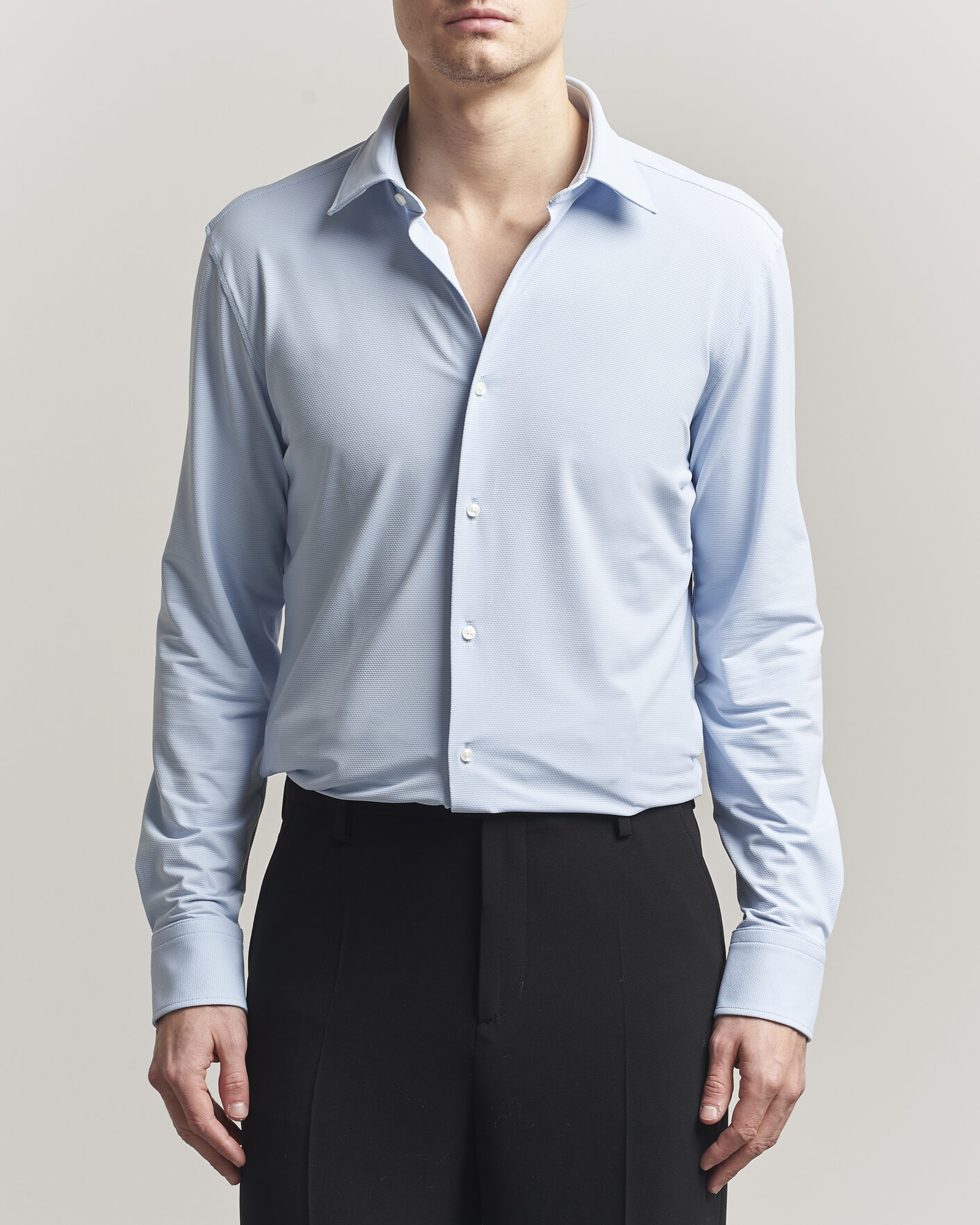 Uomini | Camicie | BOSS BLACK | Hank Structured Jersey Shirt Light Blue