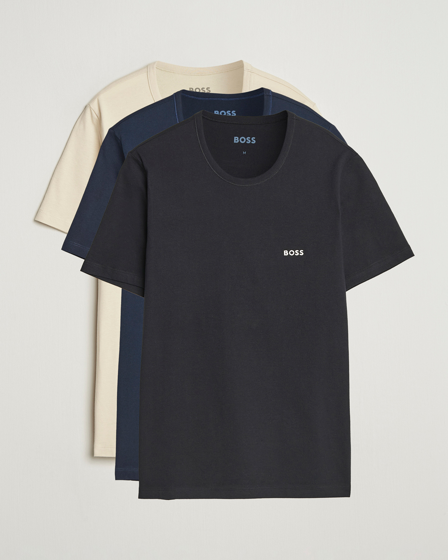 Uomini | T-shirt | BOSS BLACK | 3-Pack Crew Neck T-Shirt Beige/Navy/Black