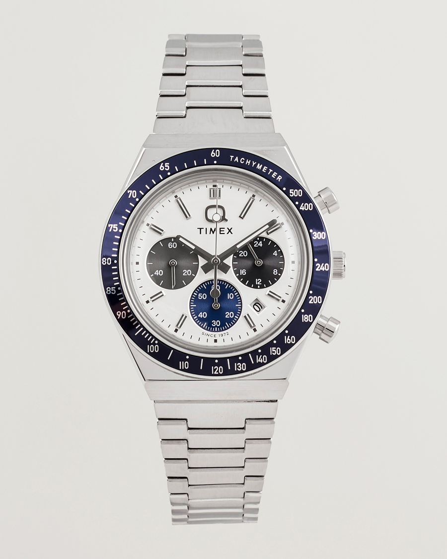 Uomini | Timex Q Chronograph Tonal Sub Dials 40mm White Dial | Timex | Q Chronograph Tonal Sub Dials 40mm White Dial