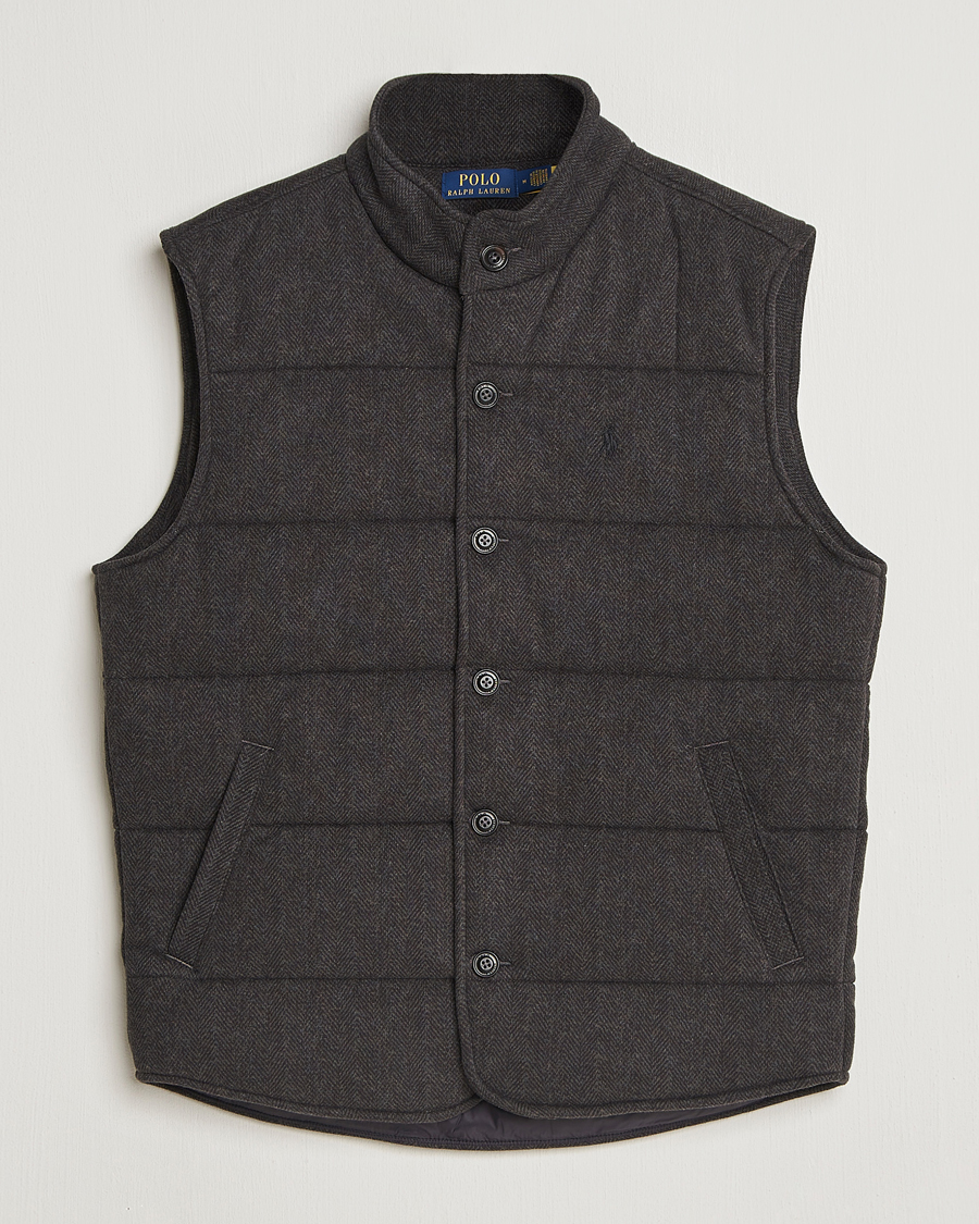 Uomini | Gilet | Polo Ralph Lauren | Knitted Herringbone Vest Dark Charcoal Heather