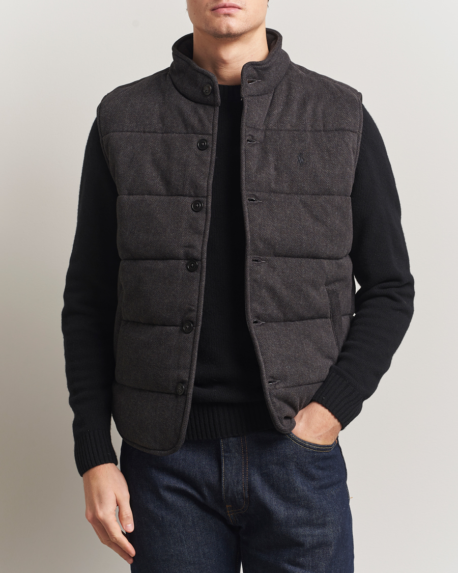 Uomini | Gilet | Polo Ralph Lauren | Knitted Herringbone Vest Dark Charcoal Heather
