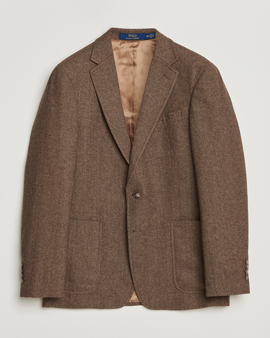 Uomini | Blazers | Polo Ralph Lauren | Herringbone Single Breasted Sportcoat Brown/Tan