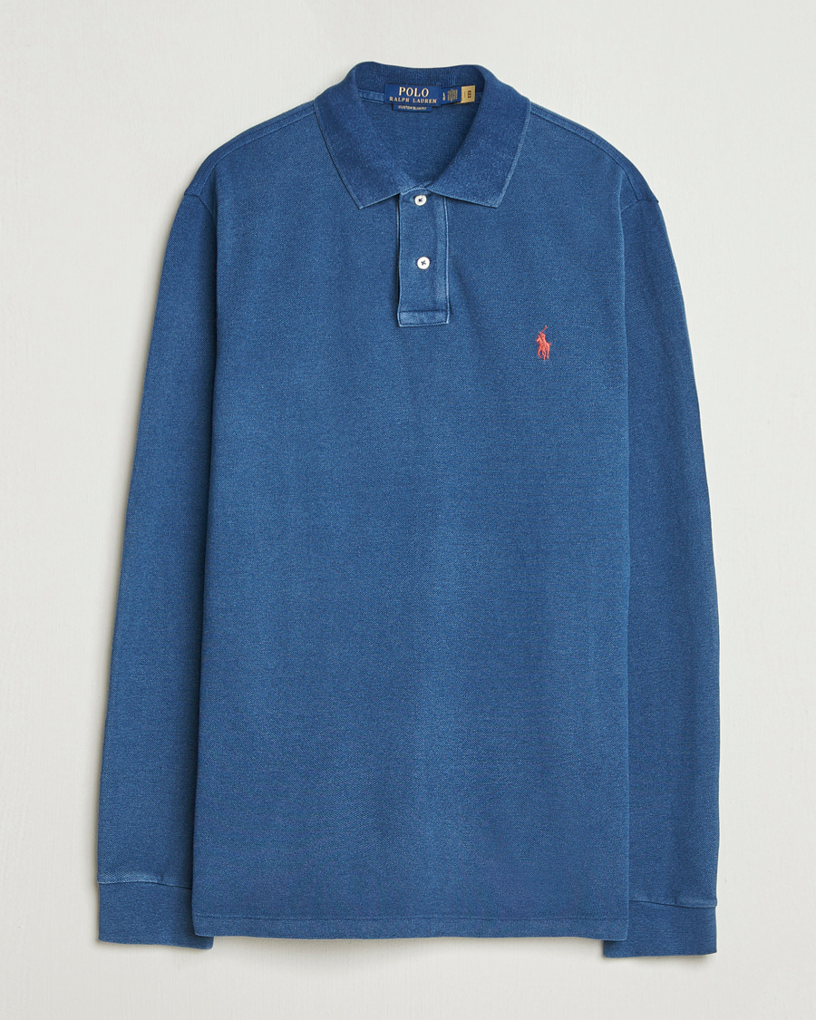 Uomini | Polo | Polo Ralph Lauren | Custom Slim Fit Long Sleeve Polo Shirt Medium Indigo