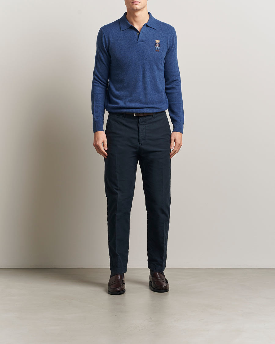 Uomini | Polo | Polo Ralph Lauren | Washed Long Sleeve Bear Polo Rustic Navy Heather