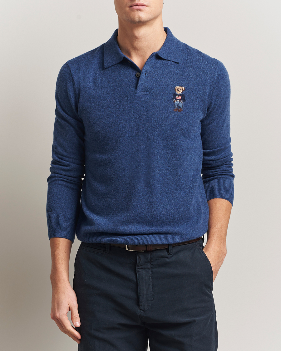 Uomini | Polo | Polo Ralph Lauren | Washed Long Sleeve Bear Polo Rustic Navy Heather