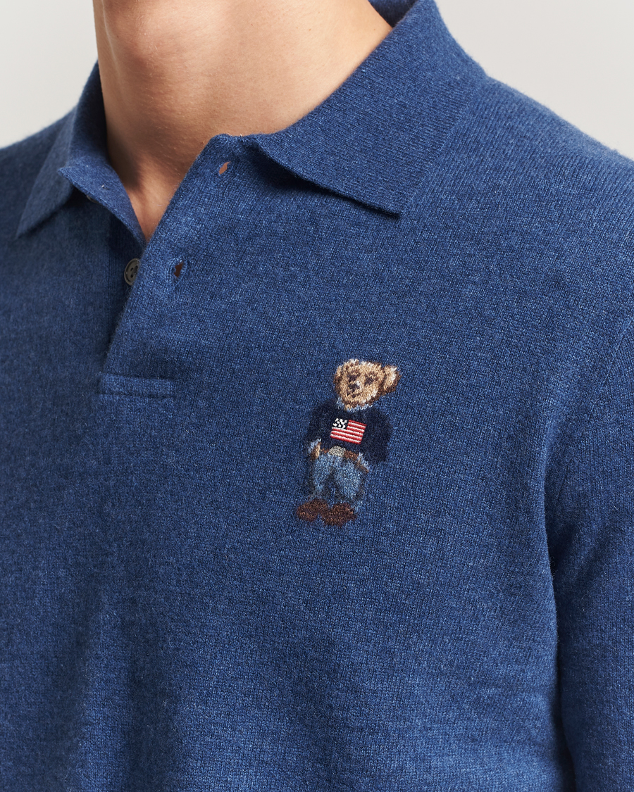 Uomini | Polo | Polo Ralph Lauren | Washed Long Sleeve Bear Polo Rustic Navy Heather
