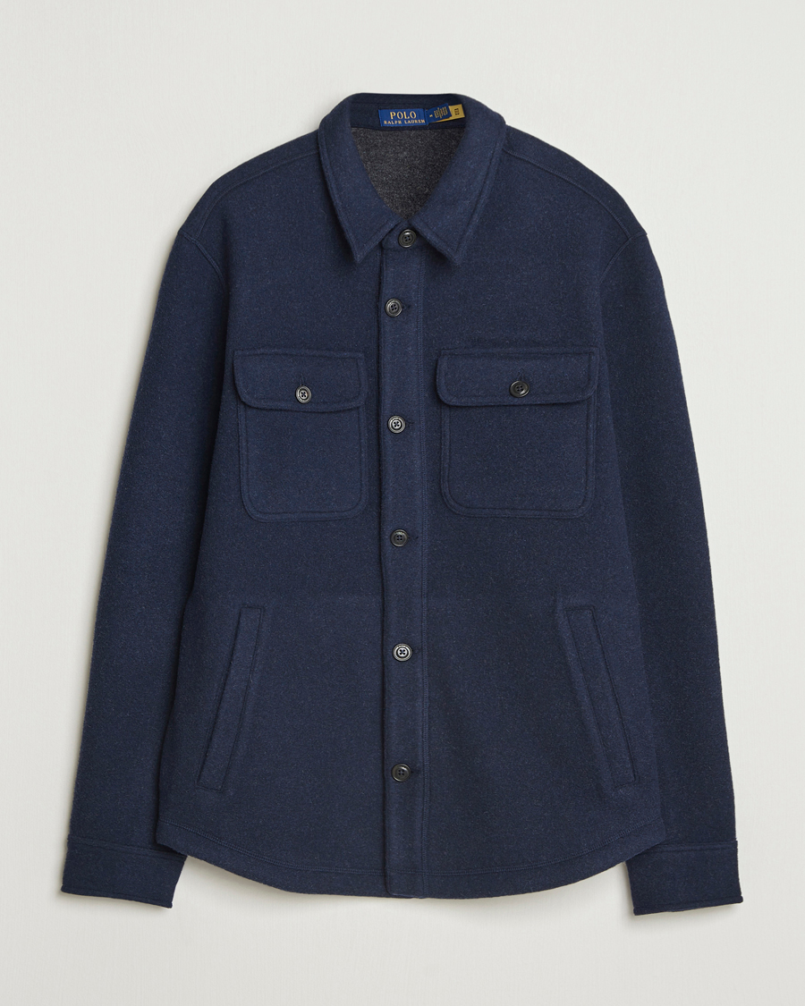 Uomini | Camicie | Polo Ralph Lauren | Brushed Double Knitted Overshirt Worth Navy Heather