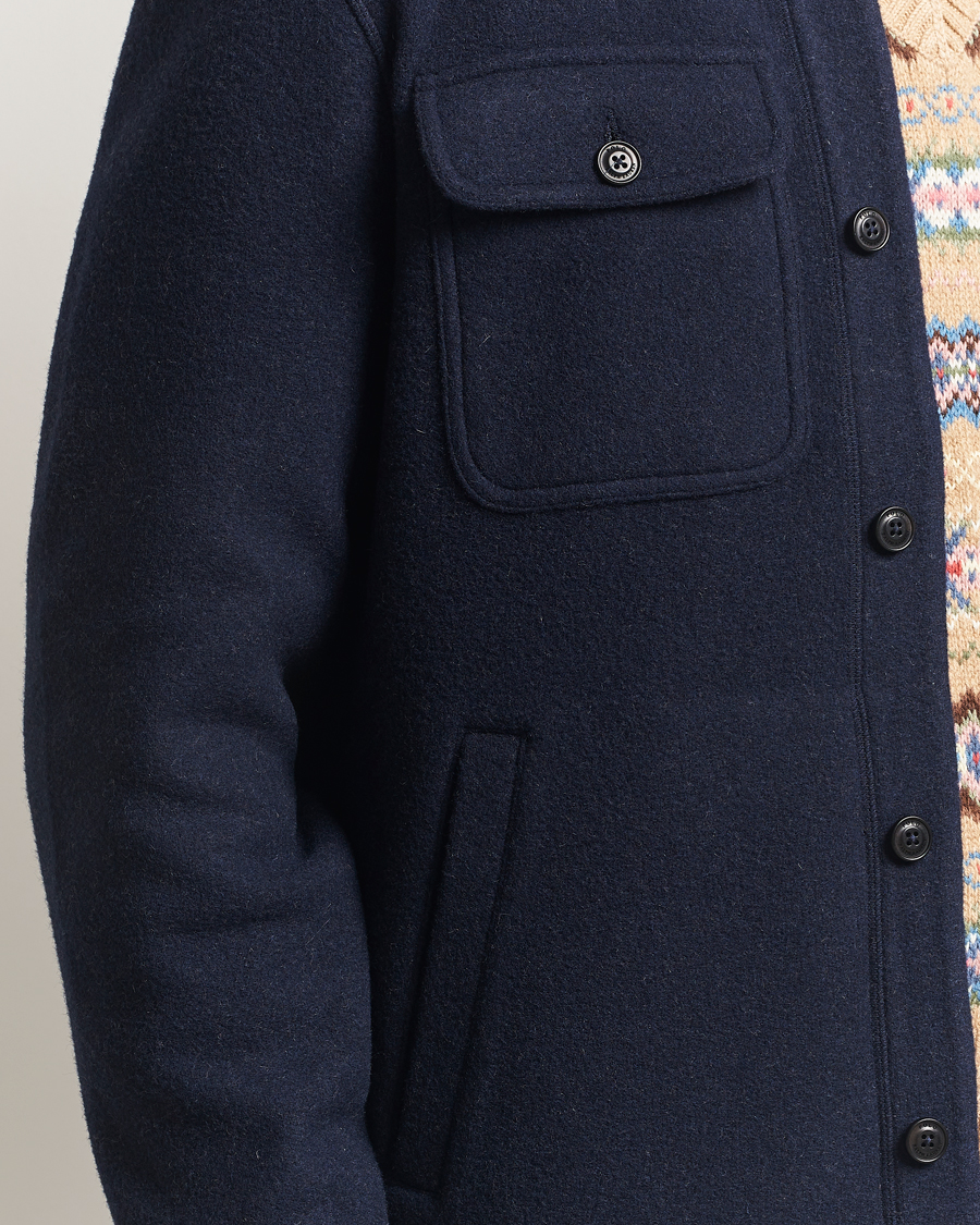 Uomini | Camicie | Polo Ralph Lauren | Brushed Double Knitted Overshirt Worth Navy Heather