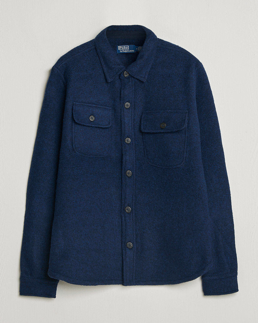 Uomini | Camicie | Polo Ralph Lauren | Felted Wool Pocket Shirt RL Navy