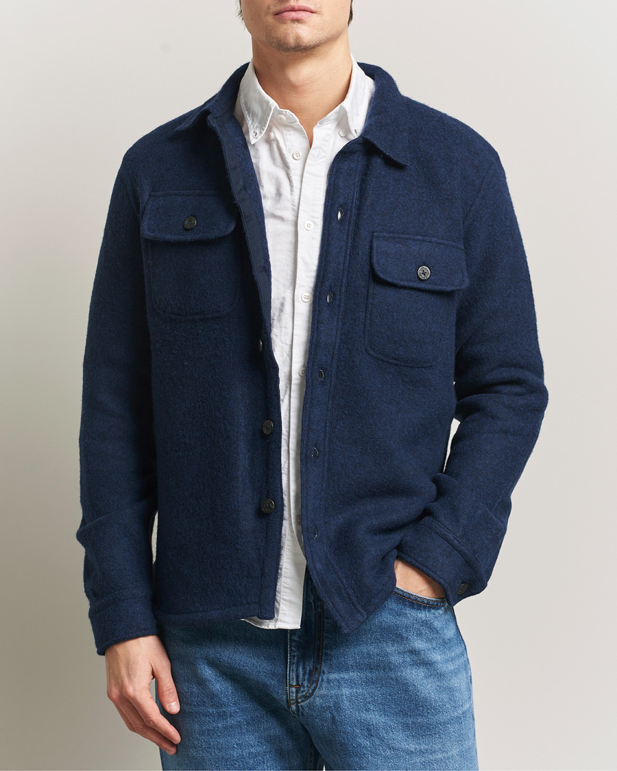 Uomini | Camicie | Polo Ralph Lauren | Felted Wool Pocket Shirt RL Navy