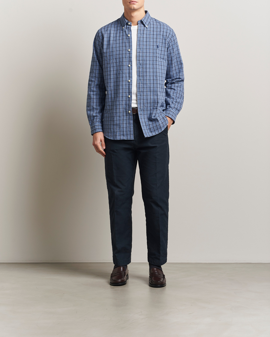 Uomini | Camicie | Polo Ralph Lauren | Custom Fit Checked Shirt Blue Heather Multi