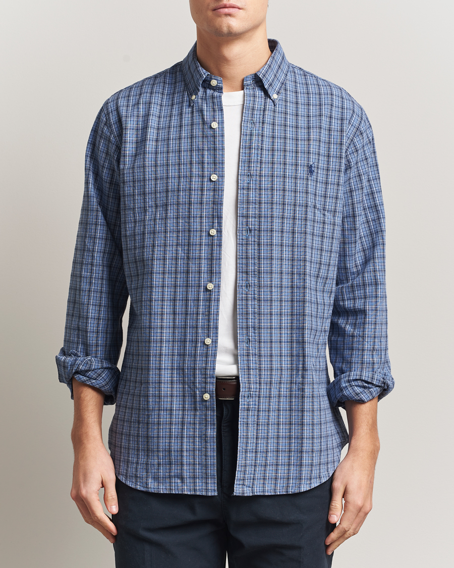 Uomini | Camicie | Polo Ralph Lauren | Custom Fit Checked Shirt Blue Heather Multi