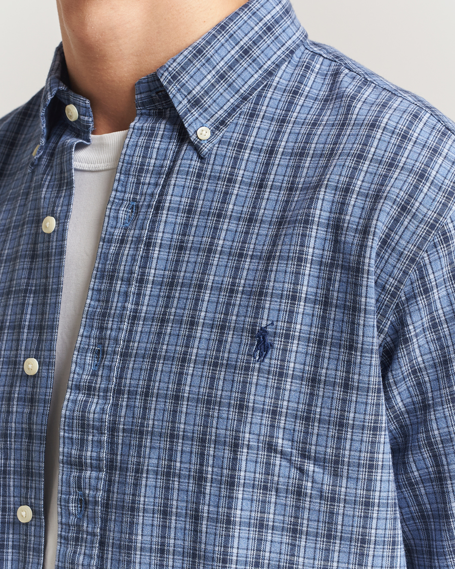 Uomini | Camicie | Polo Ralph Lauren | Custom Fit Checked Shirt Blue Heather Multi