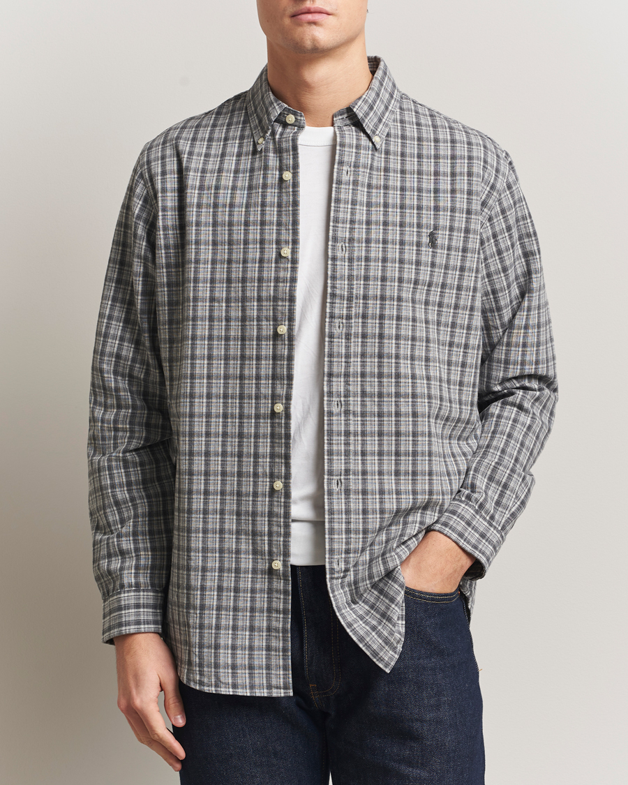Uomini | Camicie | Polo Ralph Lauren | Custom Fit Checked Shirt Grey Heather Multi