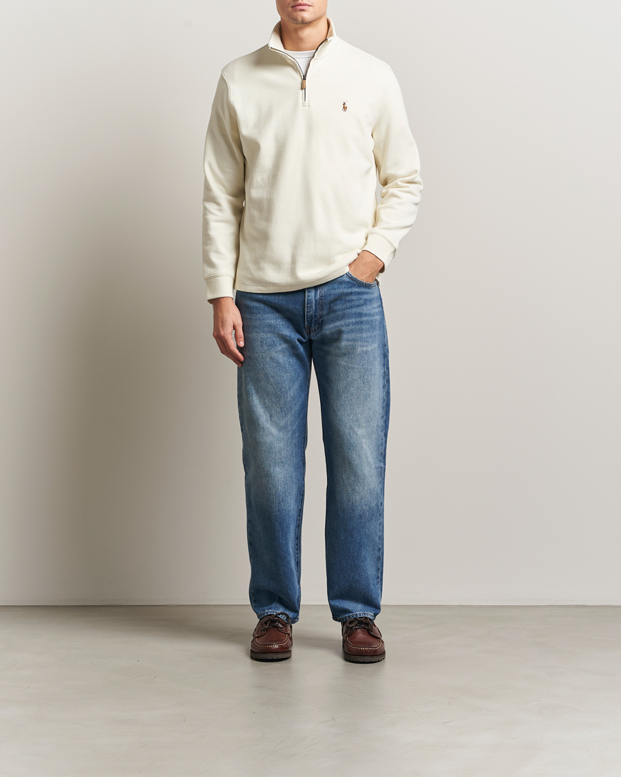 Uomini | Maglieria | Polo Ralph Lauren | Double Knitted Half Zip Parchment Cream