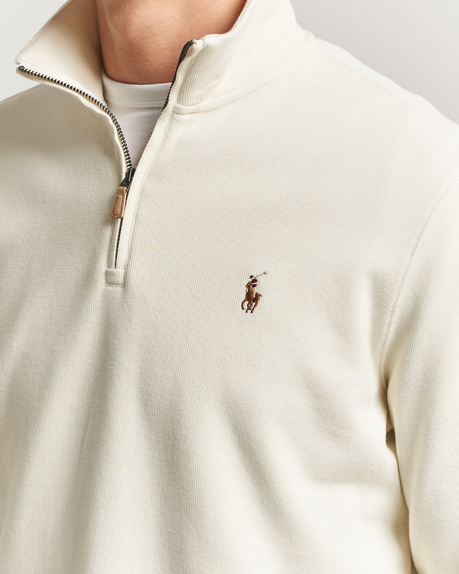 Uomini | Maglieria | Polo Ralph Lauren | Double Knitted Half Zip Parchment Cream