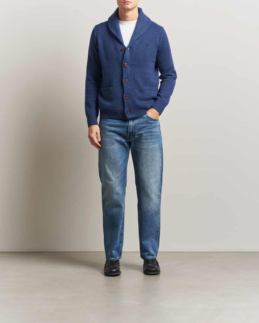 Uomini | Maglieria | Polo Ralph Lauren | Wool/Cashmere Shawl Collar Cardigan Navy Heather