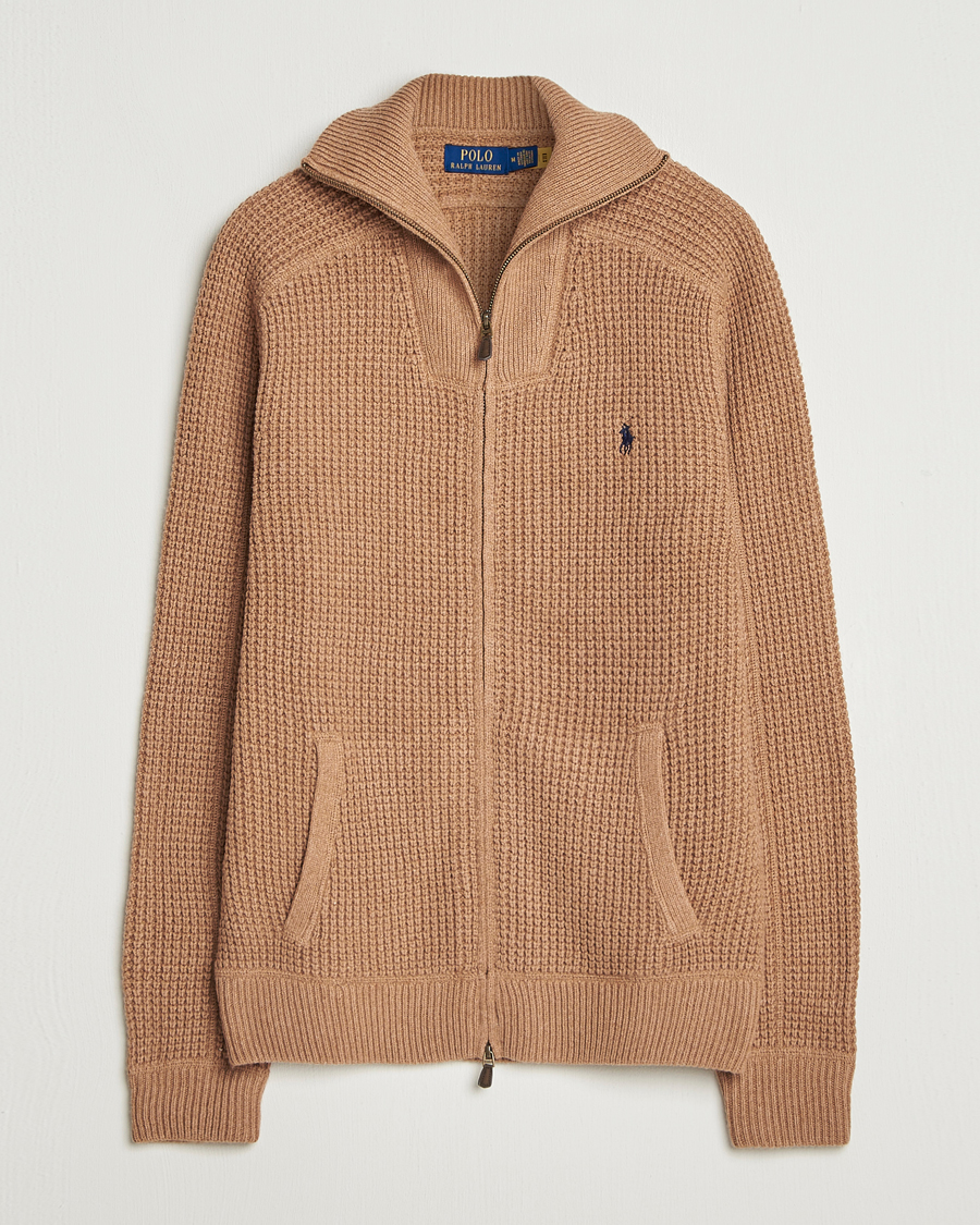 Uomini | Maglieria | Polo Ralph Lauren | Cotton/Wool Full Zip Brown Sugar Melange
