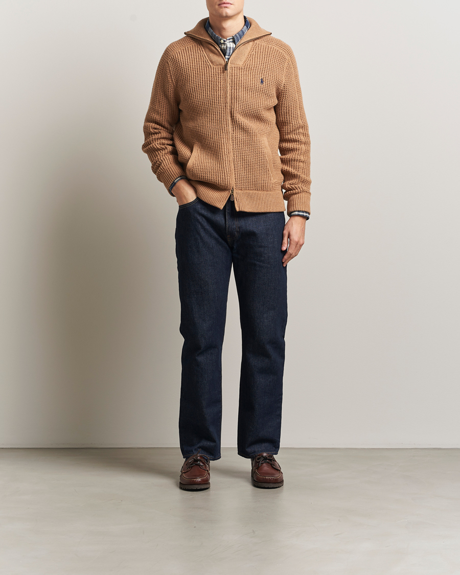 Uomini | Maglieria | Polo Ralph Lauren | Cotton/Wool Full Zip Brown Sugar Melange