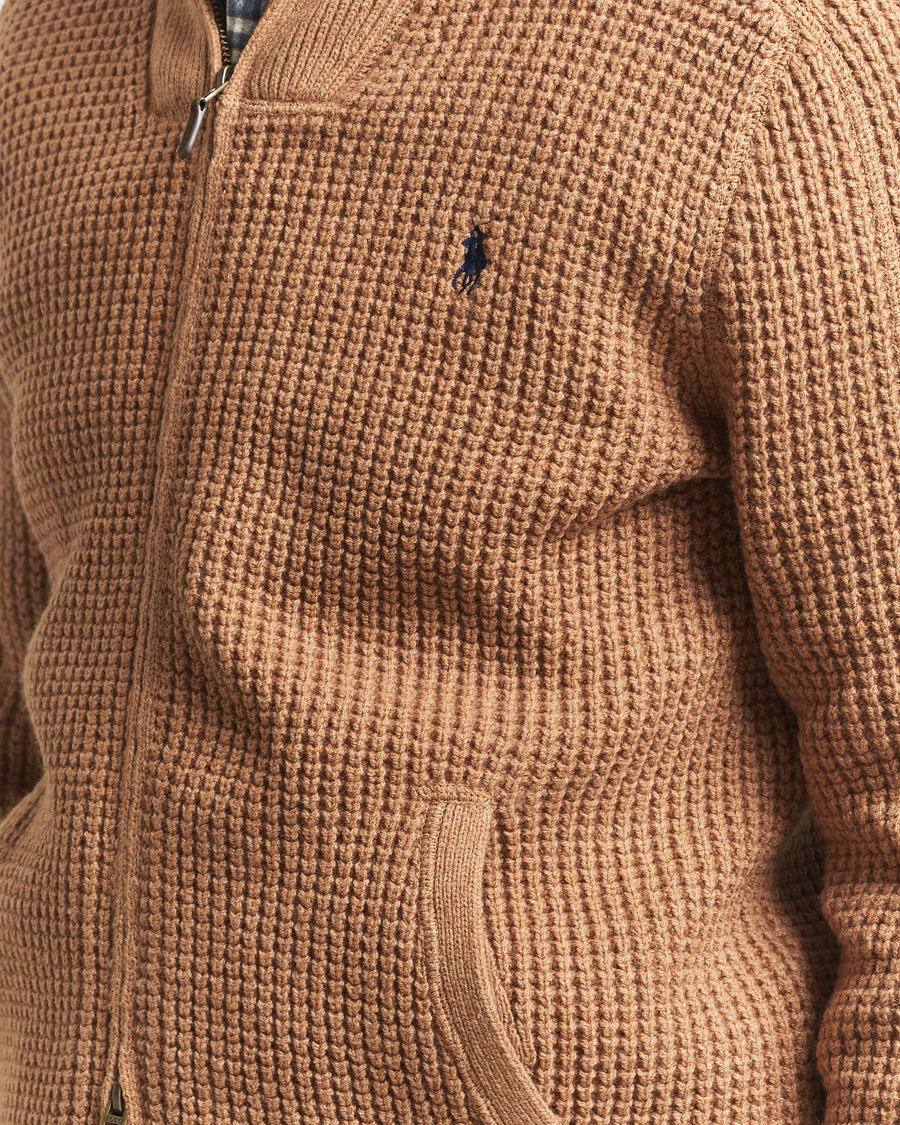 Uomini | Maglieria | Polo Ralph Lauren | Cotton/Wool Full Zip Brown Sugar Melange
