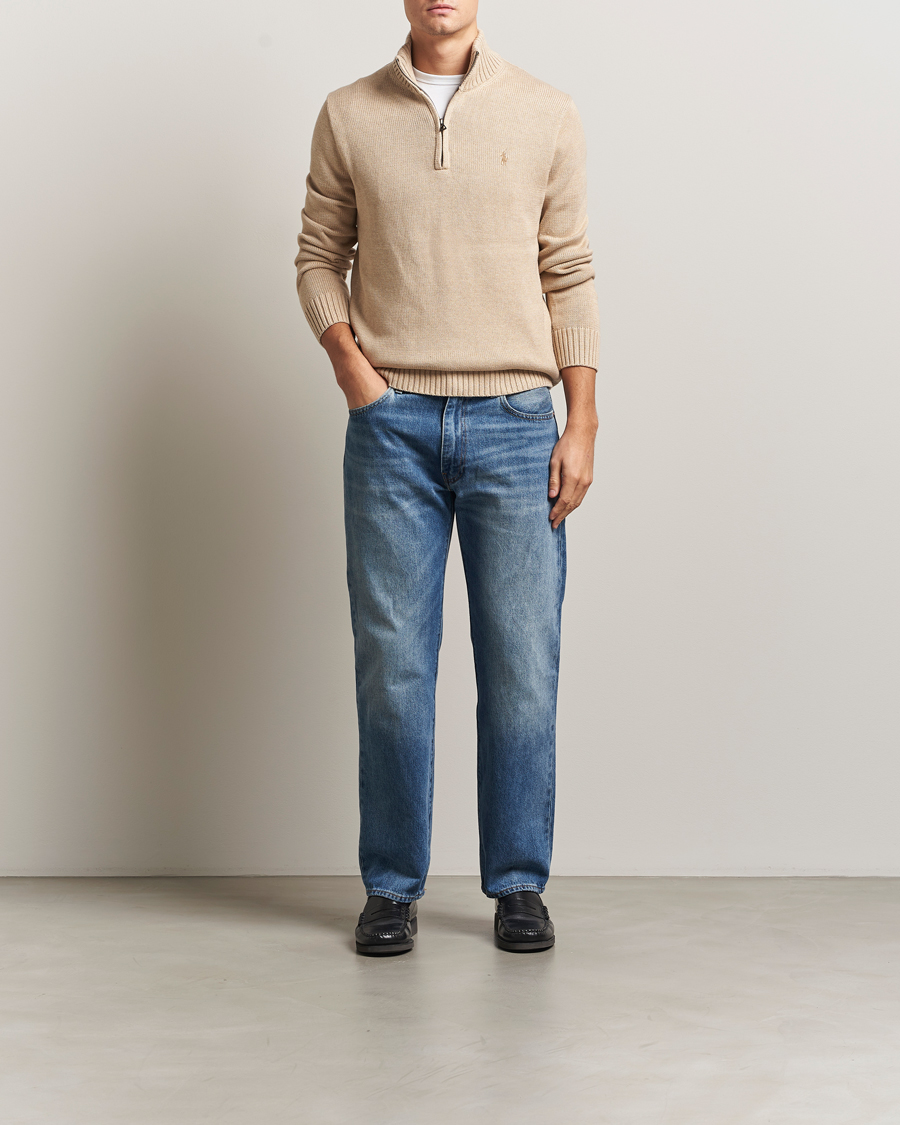 Uomini | Maglieria | Polo Ralph Lauren | Cotton Pullover Half Zip Dune Melange