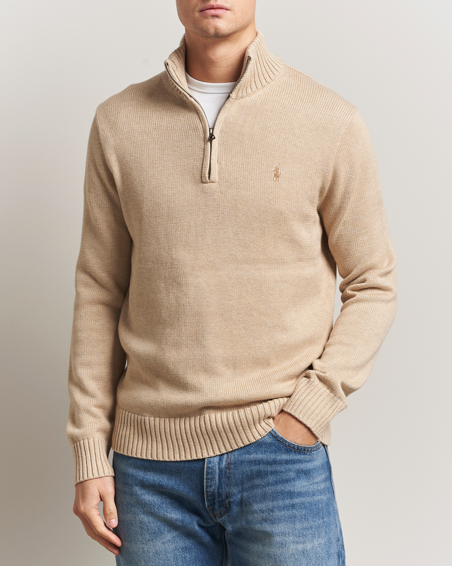 Uomini | Maglieria | Polo Ralph Lauren | Cotton Pullover Half Zip Dune Melange