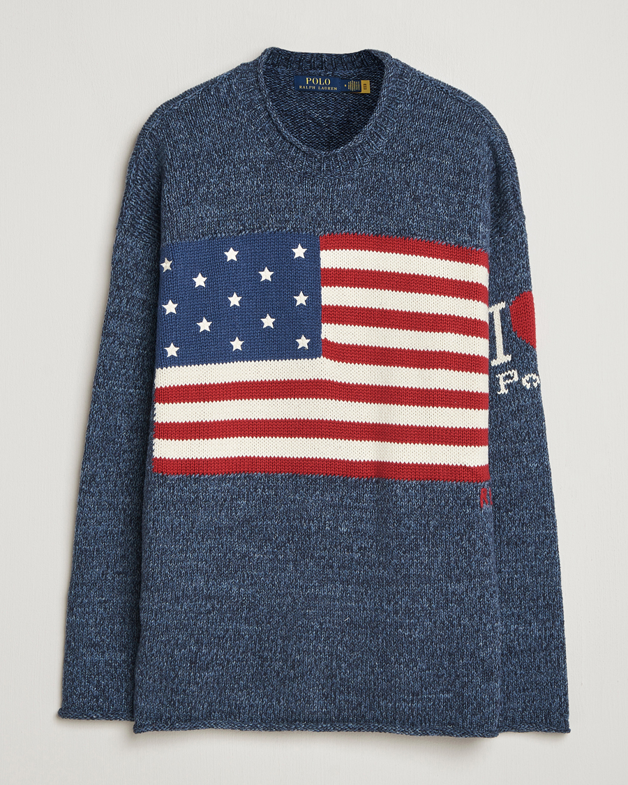 Uomini | Maglieria | Polo Ralph Lauren | Cotton Flag Sweater Blue Marl