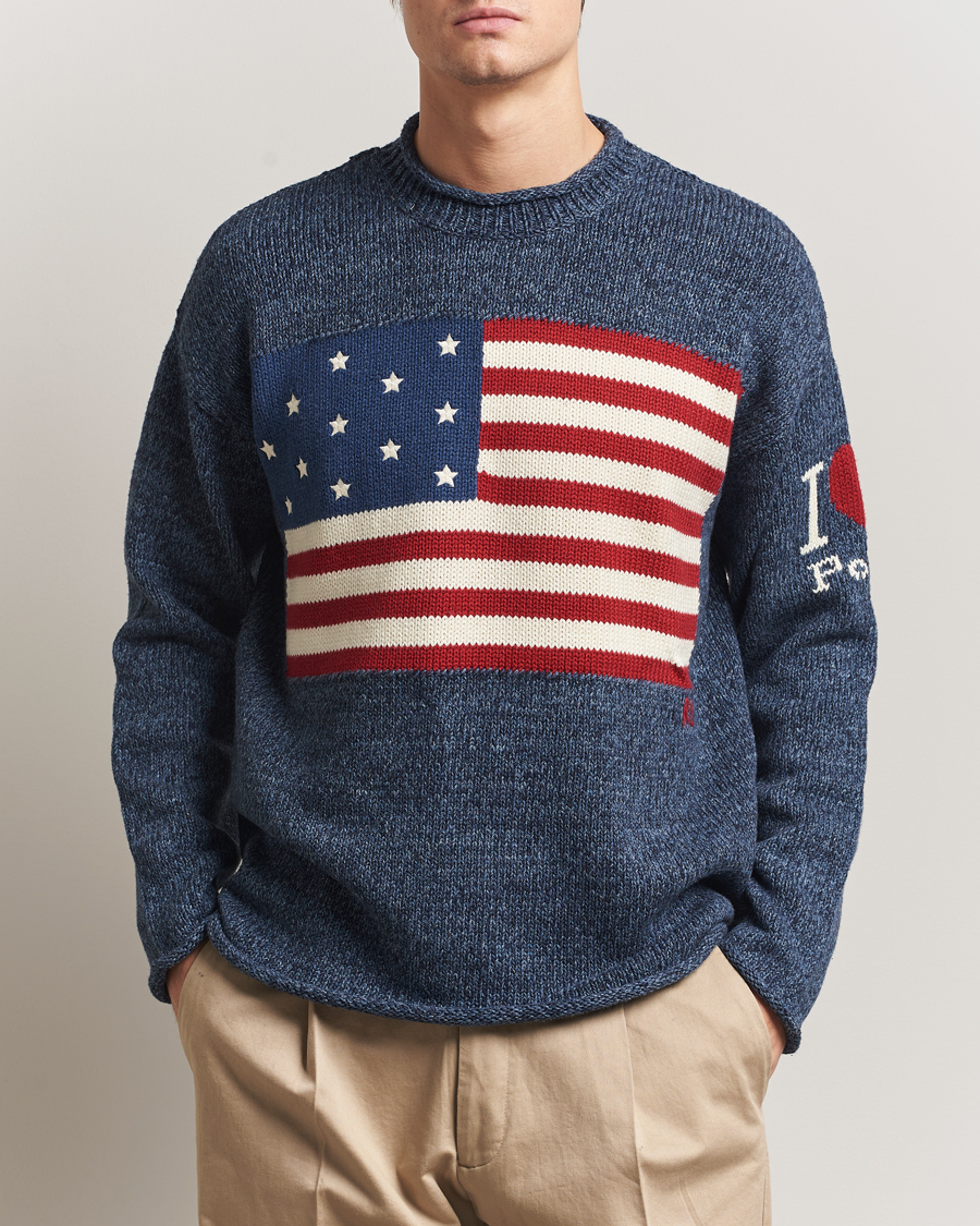 Uomini | Maglieria | Polo Ralph Lauren | Cotton Flag Sweater Blue Marl