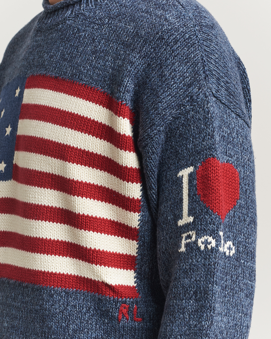 Uomini | Maglieria | Polo Ralph Lauren | Cotton Flag Sweater Blue Marl