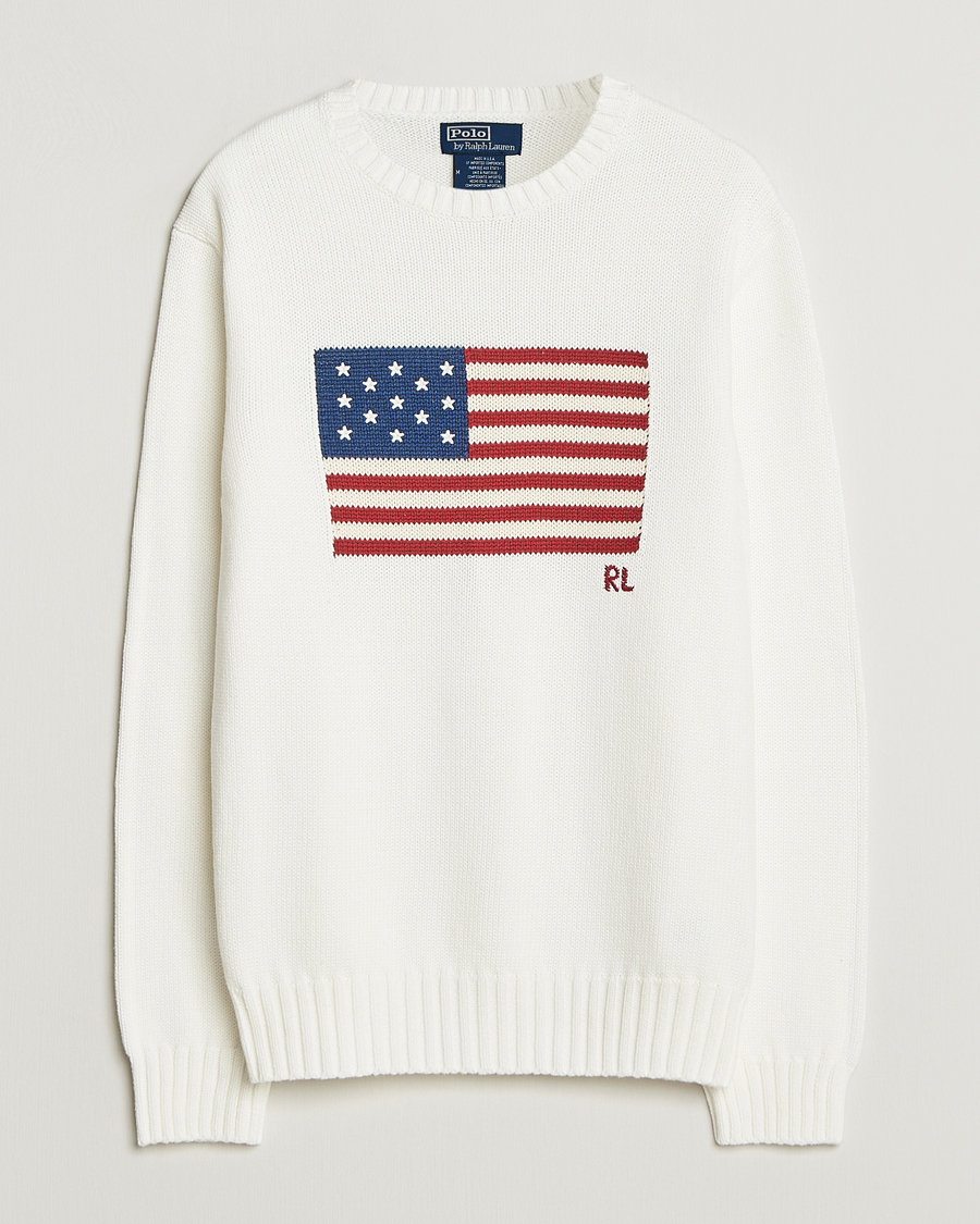 Uomini | Maglieria | Polo Ralph Lauren | Cotton Flag Sweater Deckwash White