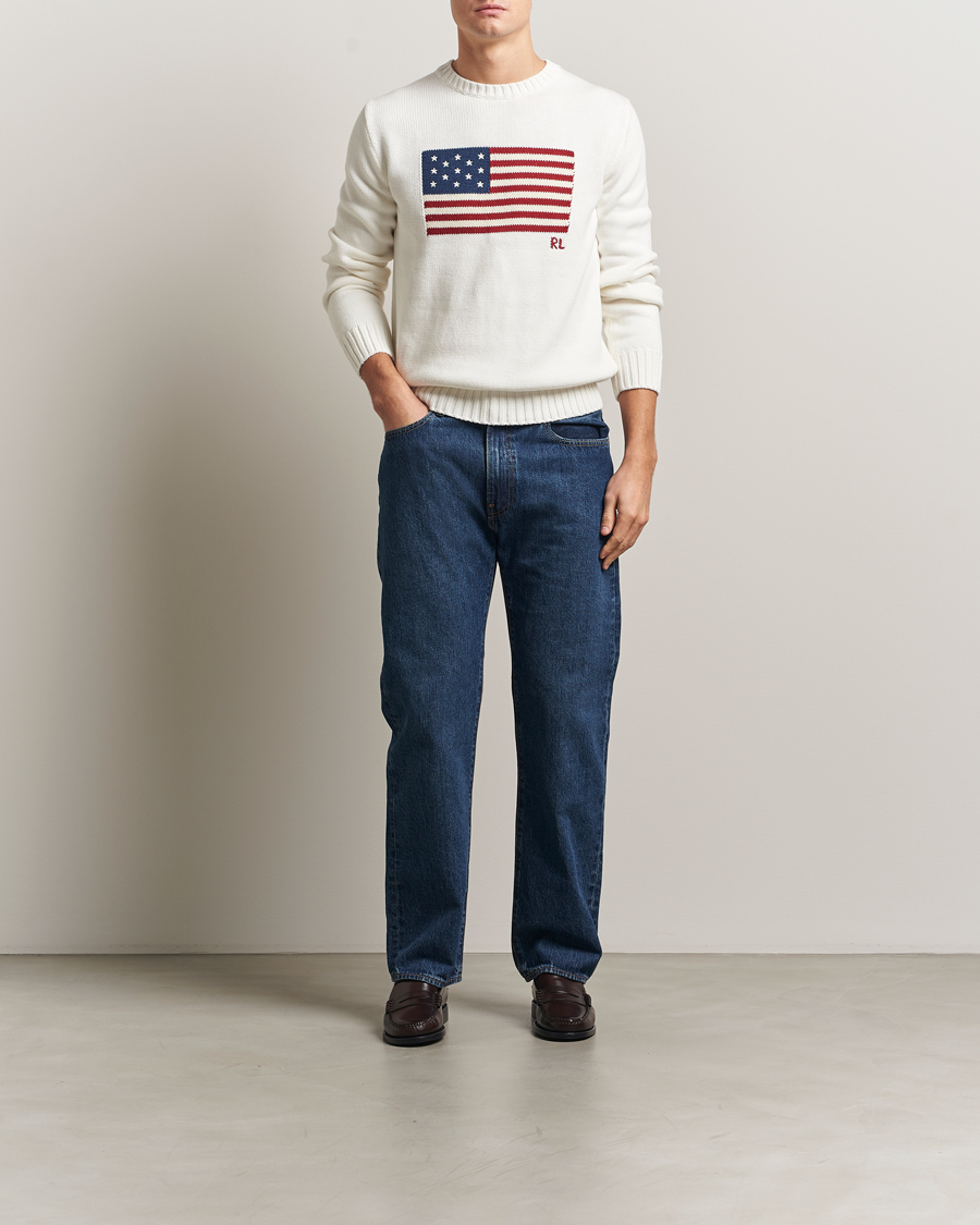 Uomini | Maglieria | Polo Ralph Lauren | Cotton Flag Sweater Deckwash White
