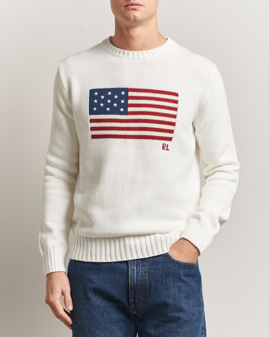 Uomini | Maglieria | Polo Ralph Lauren | Cotton Flag Sweater Deckwash White
