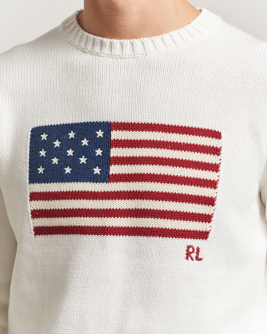 Uomini | Maglieria | Polo Ralph Lauren | Cotton Flag Sweater Deckwash White