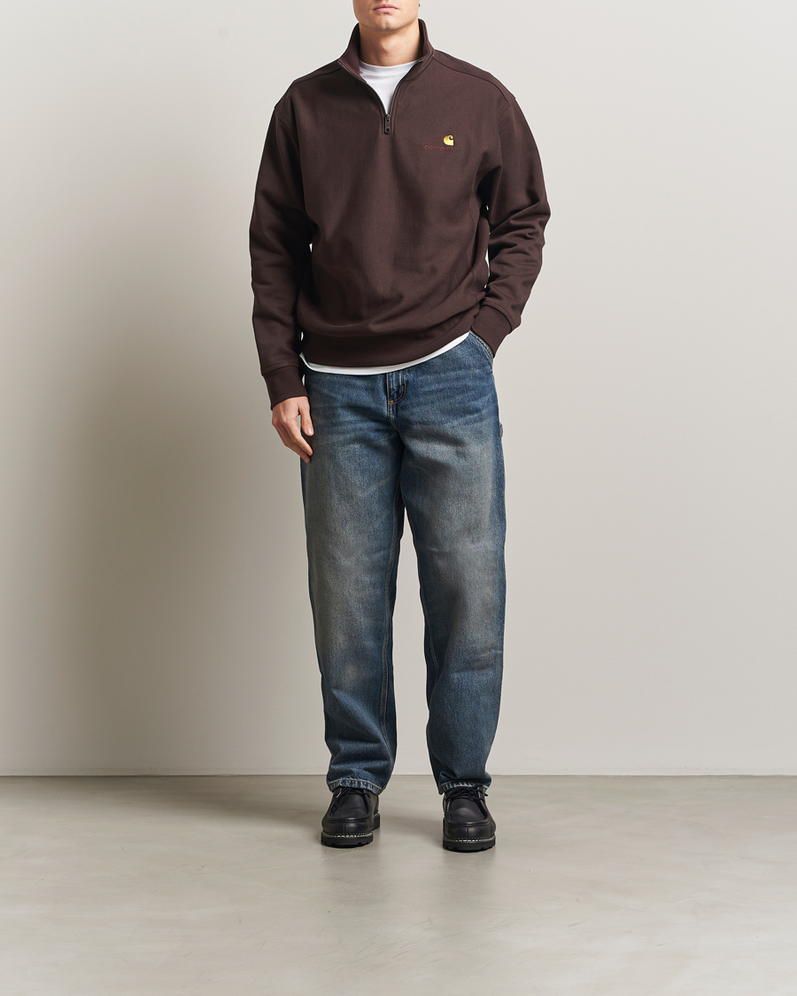 Uomini | Maglieria | Carhartt WIP | Half Zip American Script Sweat Palisander